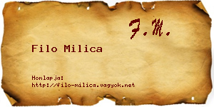 Filo Milica névjegykártya